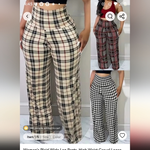 Stylish Plaid Wide Leg Pants - Picture 1 of 1